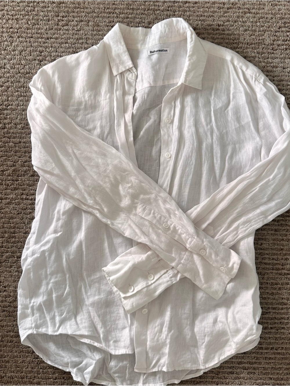 Reformation white Linen Button-Front Shirt